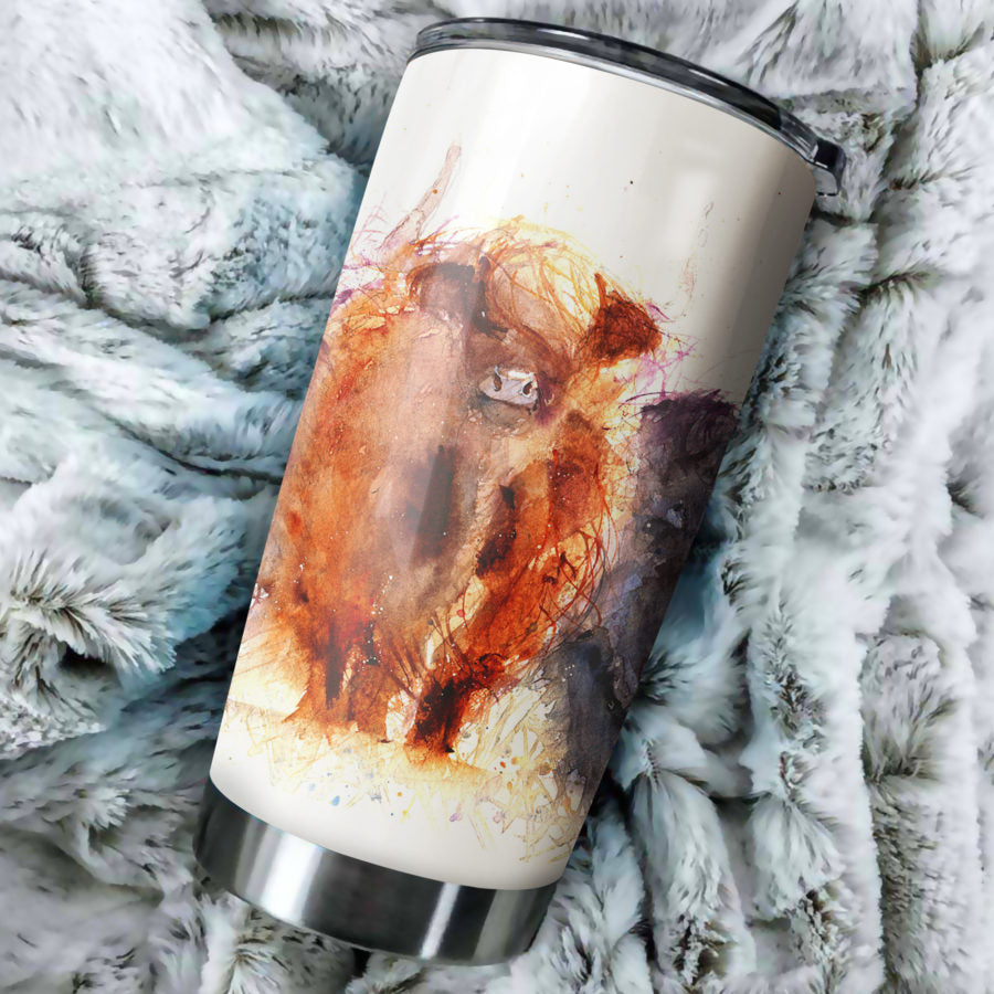 Cute highland cattle watercolor print sk00002 - Tumbler - myfunfarm - clothing acceessories shoes for cow lovers, pig, horse, cat, sheep, dog, chicken, goat farmer