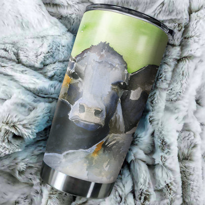 Angus cattle cute watercolor print sk00003 - Tumbler - myfunfarm - clothing acceessories shoes for cow lovers, pig, horse, cat, sheep, dog, chicken, goat farmer