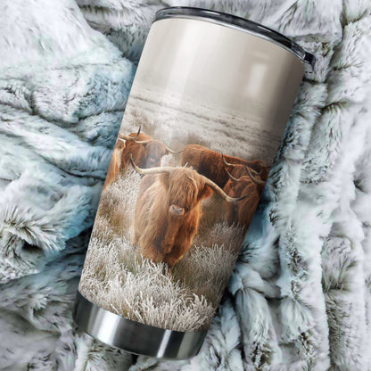 Highland cattle print Tumbler 20oz and 30oz - myfunfarm - clothing acceessories shoes for cow lovers, pig, horse, cat, sheep, dog, chicken, goat farmer