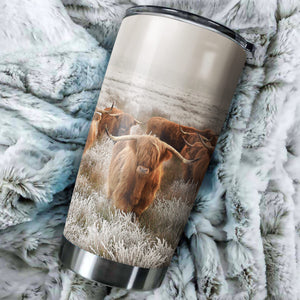 Highland cattle print Tumbler 20oz and 30oz - myfunfarm - clothing acceessories shoes for cow lovers, pig, horse, cat, sheep, dog, chicken, goat farmer