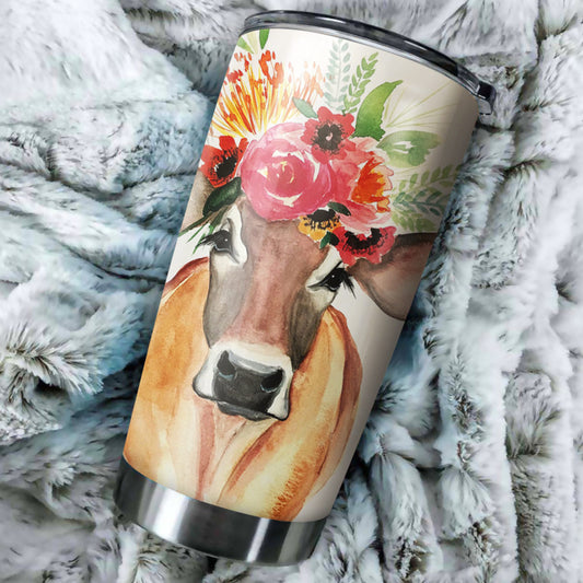 Cute cow flowers print sk00001 - Tumbler - myfunfarm - clothing acceessories shoes for cow lovers, pig, horse, cat, sheep, dog, chicken, goat farmer