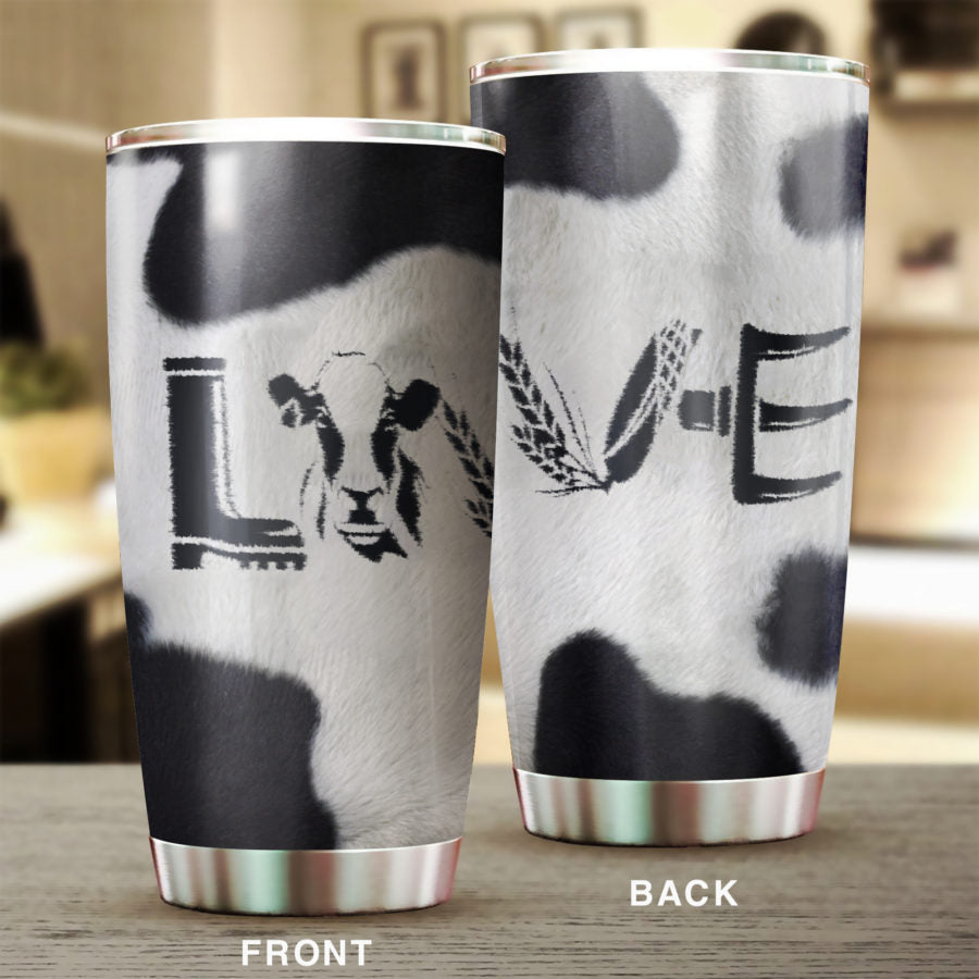 Love Cow pattern Stainless Steel Tumbler - myfunfarm - clothing acceessories shoes for cow lovers, pig, horse, cat, sheep, dog, chicken, goat farmer