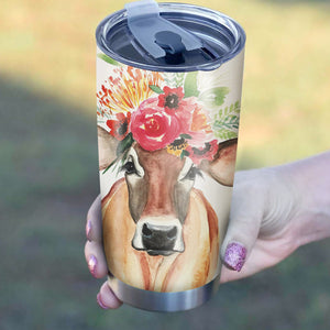 Cute cow flowers print sk00001 - Tumbler - myfunfarm - clothing acceessories shoes for cow lovers, pig, horse, cat, sheep, dog, chicken, goat farmer