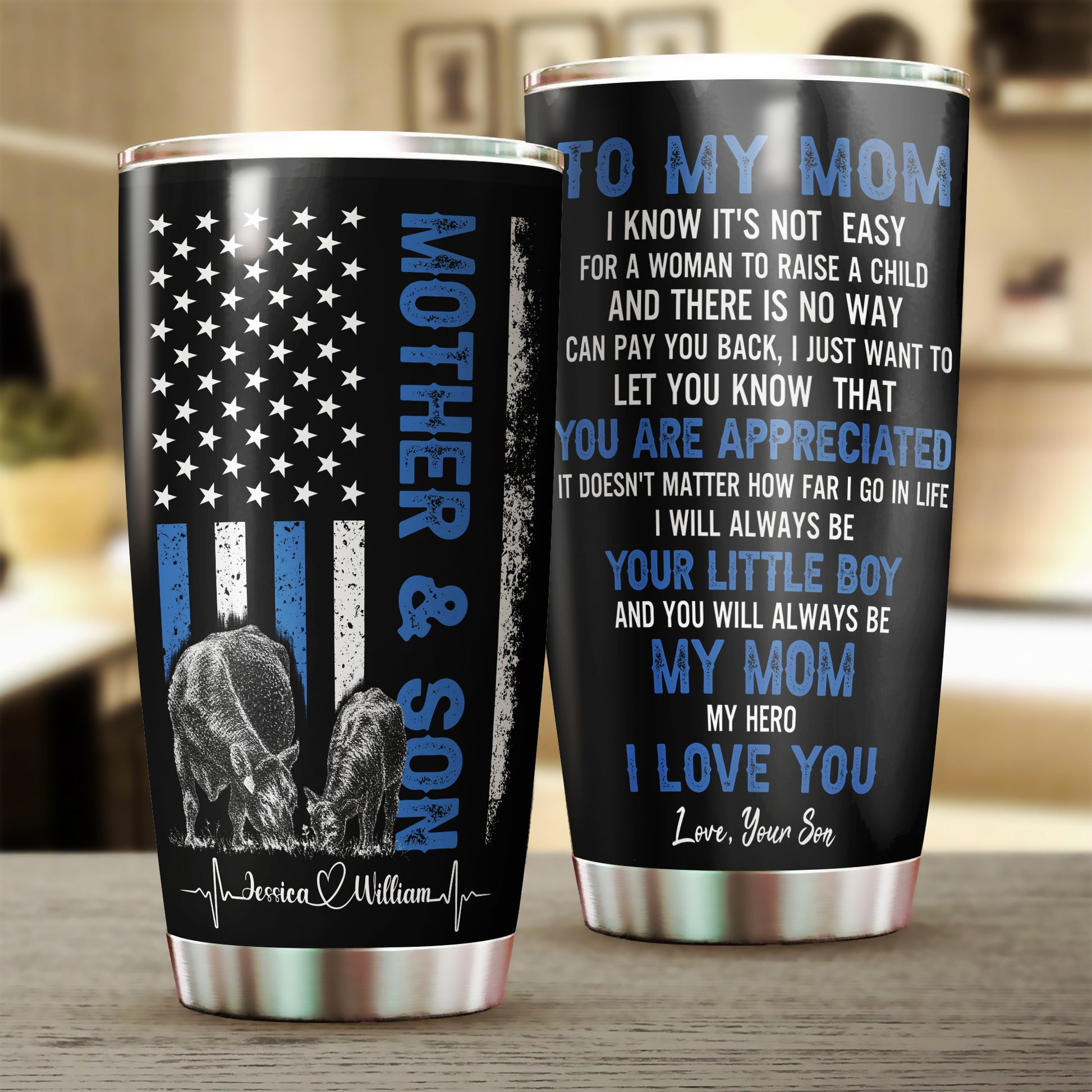 To My Mom my hero I Love You - Personalized Tumbler Cup - Gift for Farm Mom - myfunfarm
