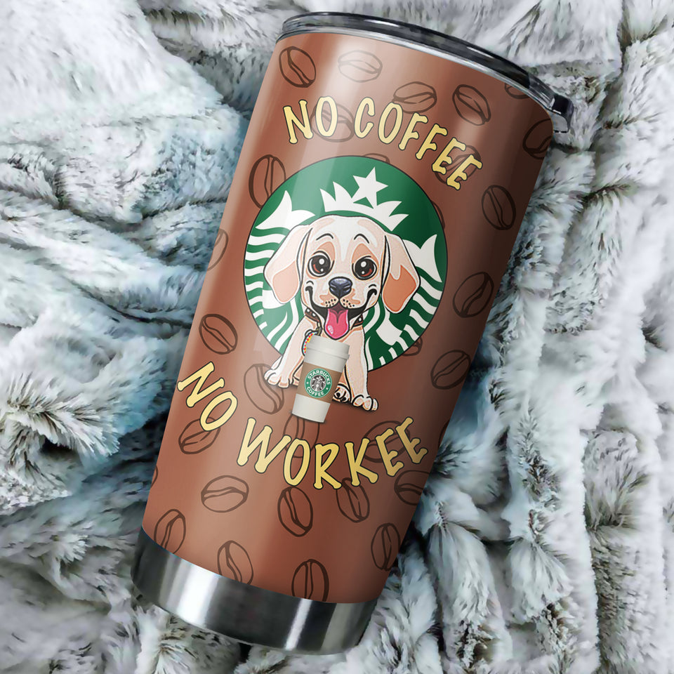 Customize Stainless Steel Tumbler - No coffee No Workee - myfunfarm - clothing acceessories shoes for cow lovers, pig, horse, cat, sheep, dog, chicken, goat farmer