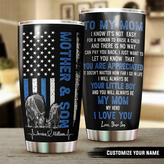 To My Mom my hero I Love You - Personalized Tumbler Cup - Gift for Farm Mom - myfunfarm