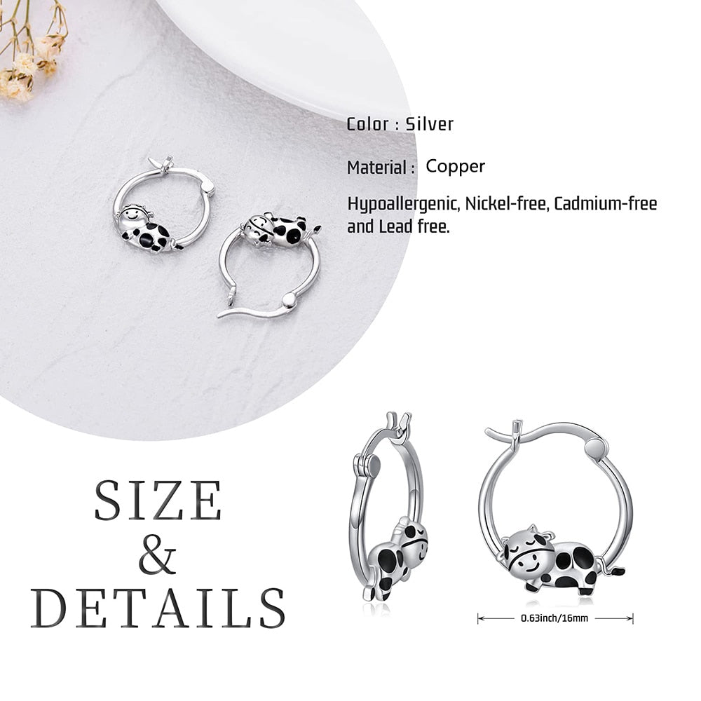 Silver Plated Earrings for Cow Lovers - myfunfarm