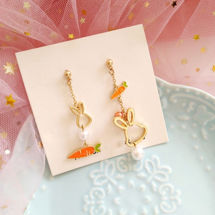Cute Cow Rabbit Carrot Dangle Earrings - myfunfarm