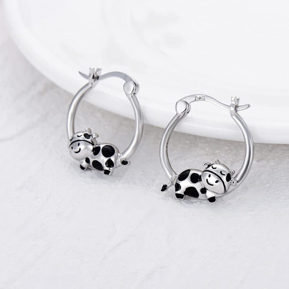 Silver Plated Earrings for Cow Lovers - myfunfarm