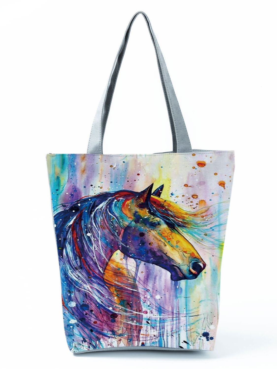 Watercolor Horse Print Shopping Tote bag - myfunfarm