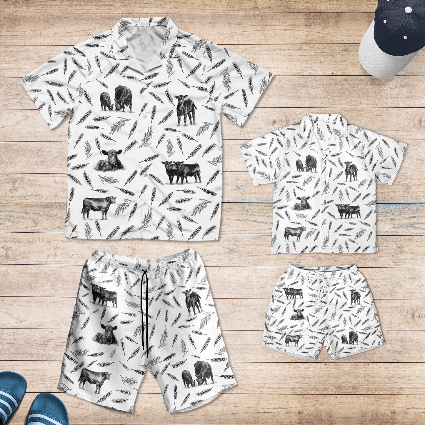Cattle pattern - Hawaiian Shirt, Shorts for adult and youth - myfunfarm