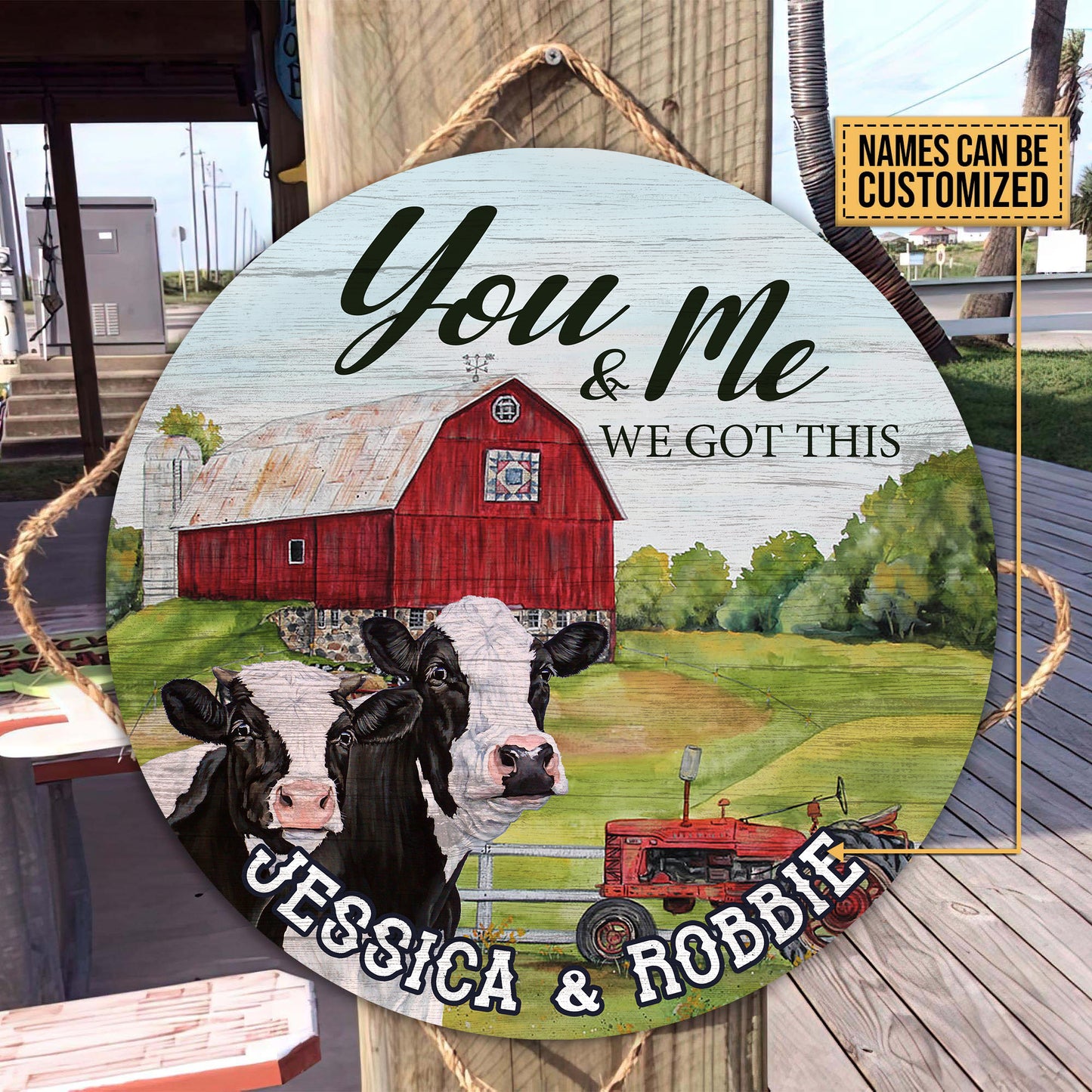 You and me we got this  - custom names - Wooden Door Sign - myfunfarm