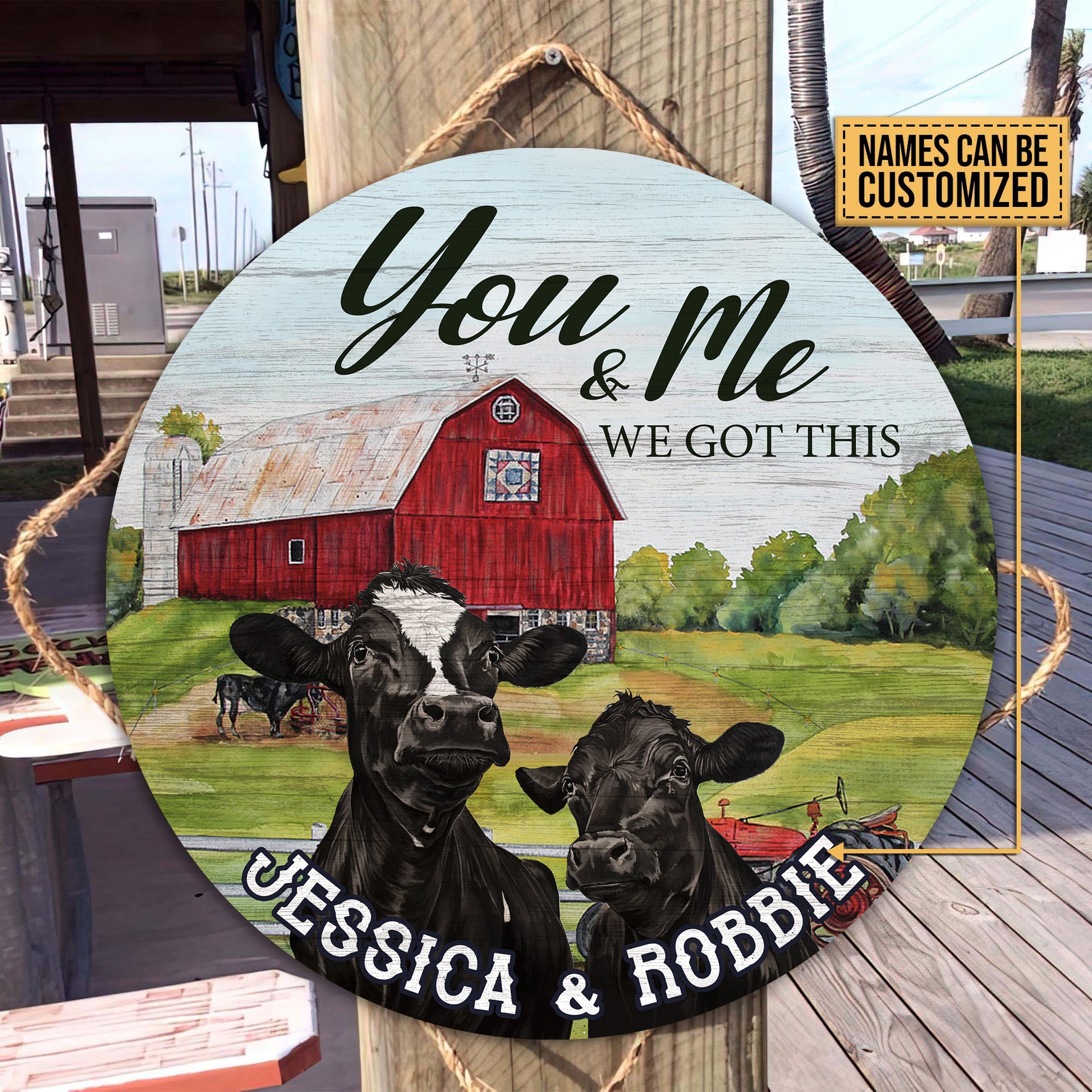 You and me we got this  - custom names - Wooden Door Sign - myfunfarm