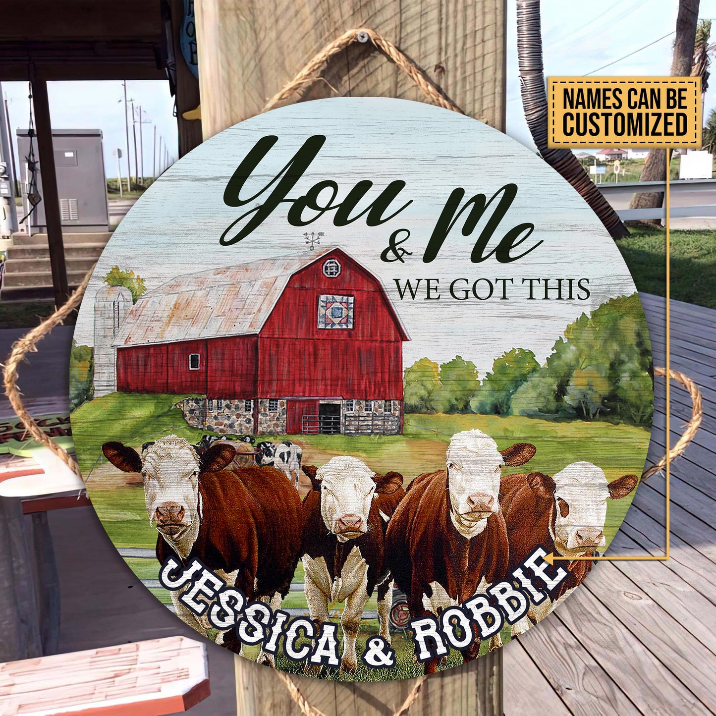 You and me we got this  - custom names - Wooden Door Sign - myfunfarm