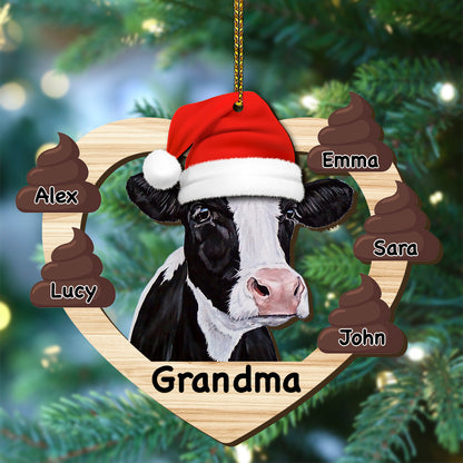 Personalized Christmas Wooden Ornaments Cow Mom - myfunfarm