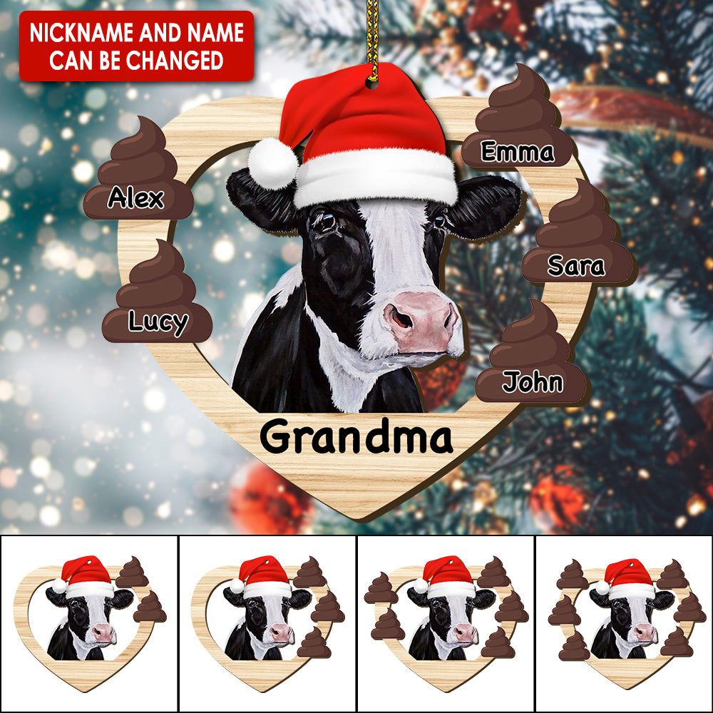 Personalized Christmas Wooden Ornaments Cow Mom - myfunfarm