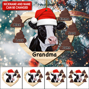 Personalized Christmas Wooden Ornaments Cow Mom