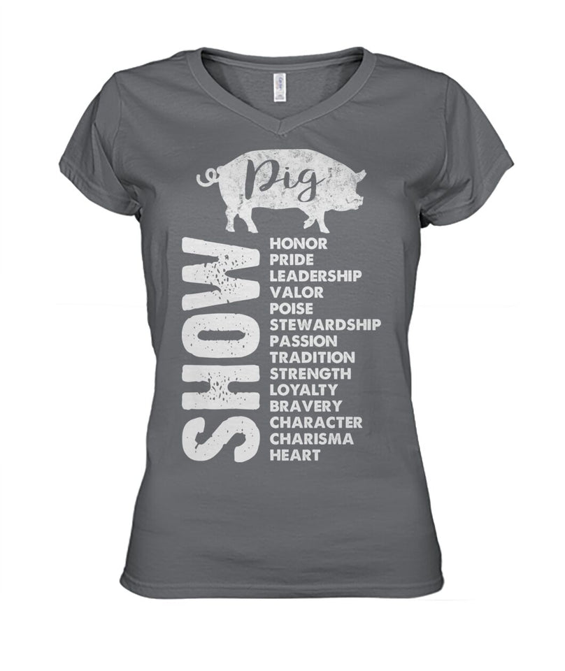 Show pig - Men's and Women's t-shirt , Vneck, Hoodies - myfunfarm - clothing acceessories shoes for cow lovers, pig, horse, cat, sheep, dog, chicken, goat farmer