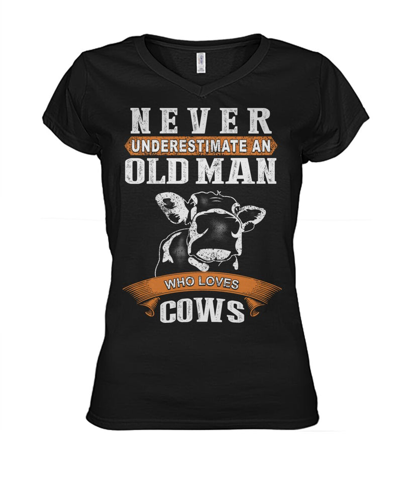 never underestimate an old man who  - Men's and Women's t-shirt , Vneck, Hoodies - myfunfarm - clothing acceessories shoes for cow lovers, pig, horse, cat, sheep, dog, chicken, goat farmer
