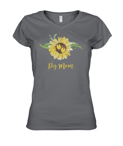 Pig  MOM - Men's and Women's t-shirt , Vneck, Hoodies - myfunfarm - clothing acceessories shoes for cow lovers, pig, horse, cat, sheep, dog, chicken, goat farmer