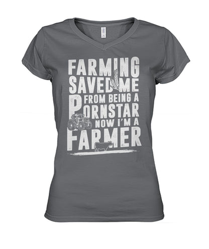 farming saved me  - Men's and Women's t-shirt , Vneck, Hoodies - myfunfarm