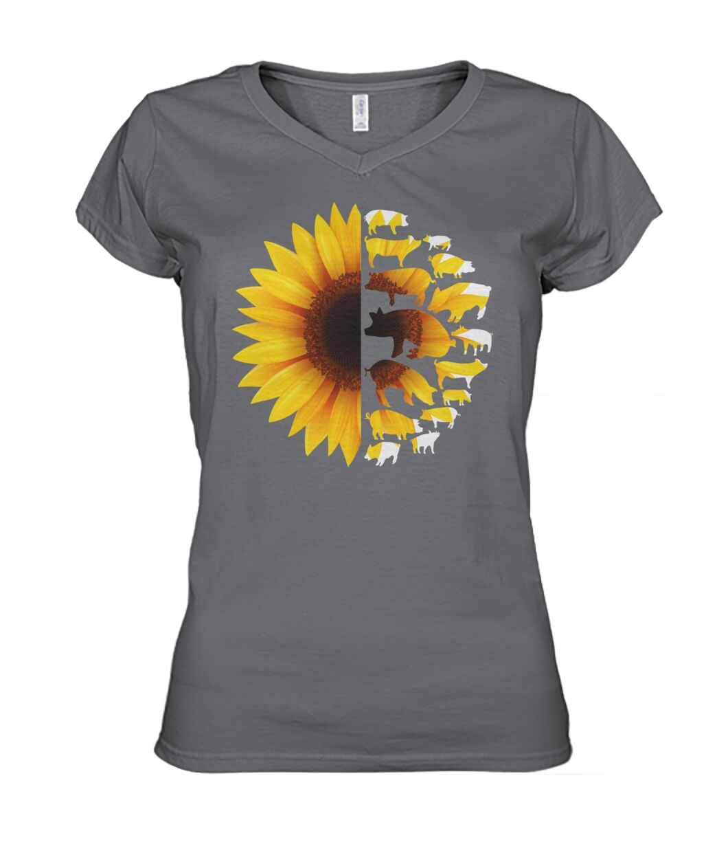 Sunflowers Pig - Men's and Women's t-shirt , Vneck, Hoodies - myfunfarm - clothing acceessories shoes for cow lovers, pig, horse, cat, sheep, dog, chicken, goat farmer