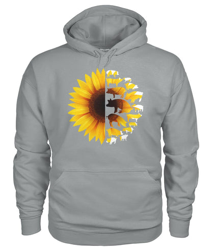 Sunflowers Pig - Men's and Women's t-shirt , Vneck, Hoodies - myfunfarm - clothing acceessories shoes for cow lovers, pig, horse, cat, sheep, dog, chicken, goat farmer