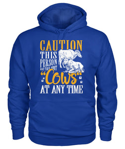 Caution this person may talk about - Men's and Women's t-shirt , Vneck, Hoodies - myfunfarm - clothing acceessories shoes for cow lovers, pig, horse, cat, sheep, dog, chicken, goat farmer