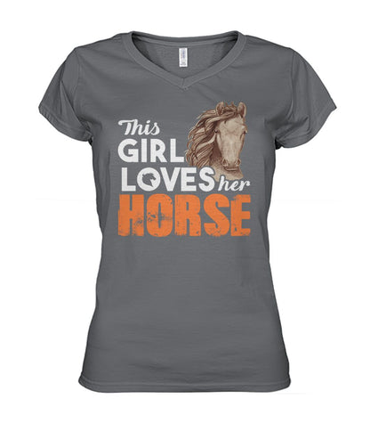 This girl loves her horse- Men's and Women's t-shirt , Vneck, Hoodies - myfunfarm - clothing acceessories shoes for cow lovers, pig, horse, cat, sheep, dog, chicken, goat farmer