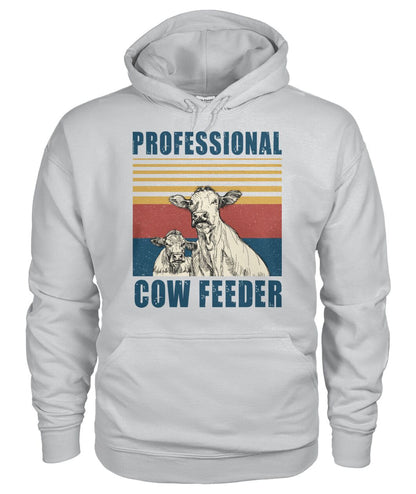 Professional cow feeder  - Men's and Women's t-shirt , Vneck, Hoodies - myfunfarm - clothing acceessories shoes for cow lovers, pig, horse, cat, sheep, dog, chicken, goat farmer