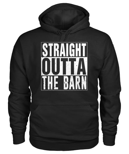 straight outta the barn  - Men's and Women's t-shirt , Vneck, Hoodies - myfunfarm - clothing acceessories shoes for cow lovers, pig, horse, cat, sheep, dog, chicken, goat farmer