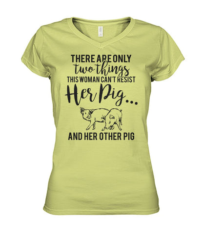 there are only two things pig  - Men's and Women's t-shirt , Vneck, Hoodies - myfunfarm - clothing acceessories shoes for cow lovers, pig, horse, cat, sheep, dog, chicken, goat farmer