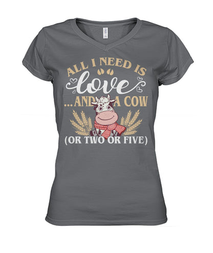 All i need i love and cows - Men's and Women's t-shirt , Vneck, Hoodies - myfunfarm - clothing acceessories shoes for cow lovers, pig, horse, cat, sheep, dog, chicken, goat farmer