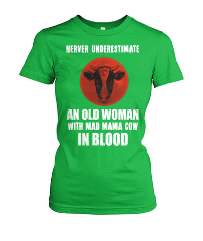 Never underestimate an old woman  - Men's and Women's t-shirt , Vneck, Hoodies - myfunfarm - clothing acceessories shoes for cow lovers, pig, horse, cat, sheep, dog, chicken, goat farmer