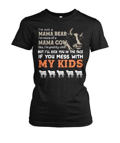 Custom names - Personalized Mama Cow t-shirt -  Mother's day gift