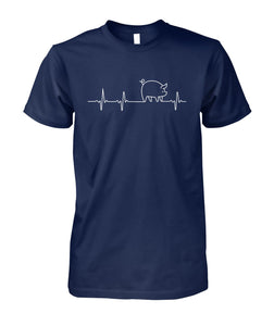 Heart beat Pig Lovers - Men's and Women's t-shirt , Vneck, Hoodies - myfunfarm - clothing acceessories shoes for cow lovers, pig, horse, cat, sheep, dog, chicken, goat farmer