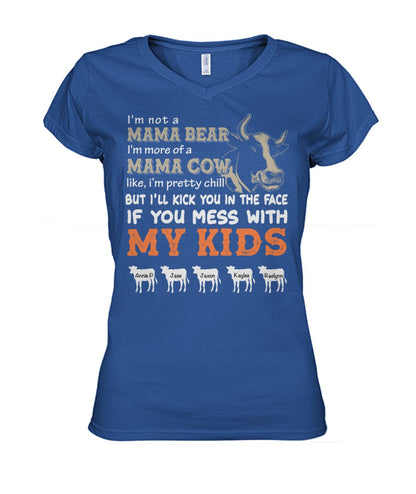 Custom names - Personalized Mama Cow t-shirt -  Mother's day gift
