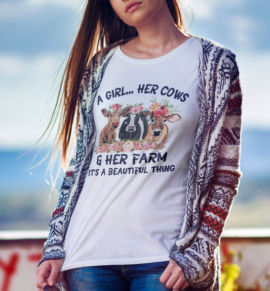 A girl ... Her cows and Her Farm - Unisex t-shirt , Hoodies