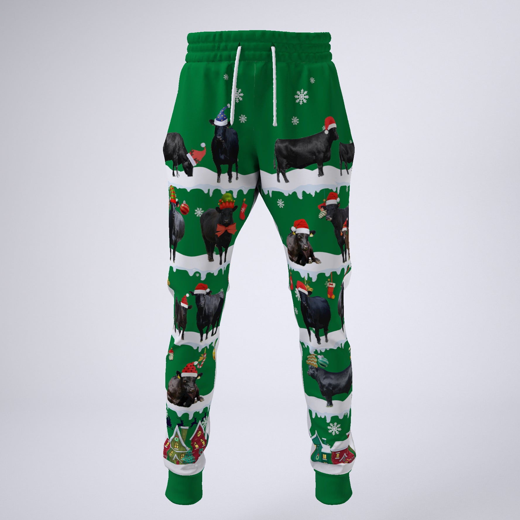 Angus cattle in snow - Merry Christmas -  Unisex Sweatshirt and Pants - myfunfarm