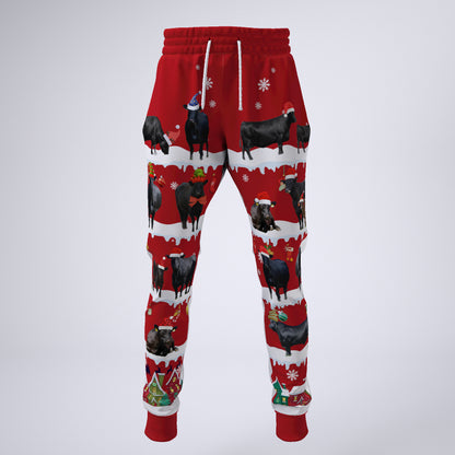 Angus cattle in snow - Merry Christmas -  Unisex Sweatshirt and Pants - myfunfarm