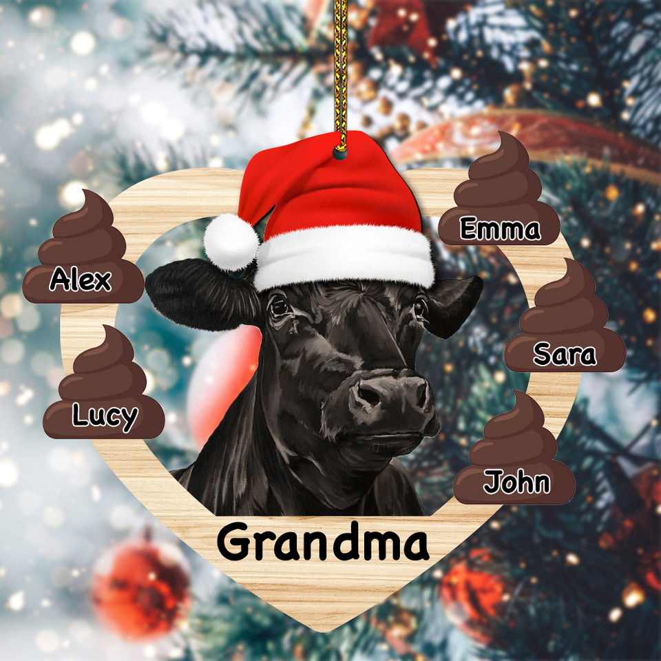Personalized Christmas Wooden Ornaments Cow Mom
