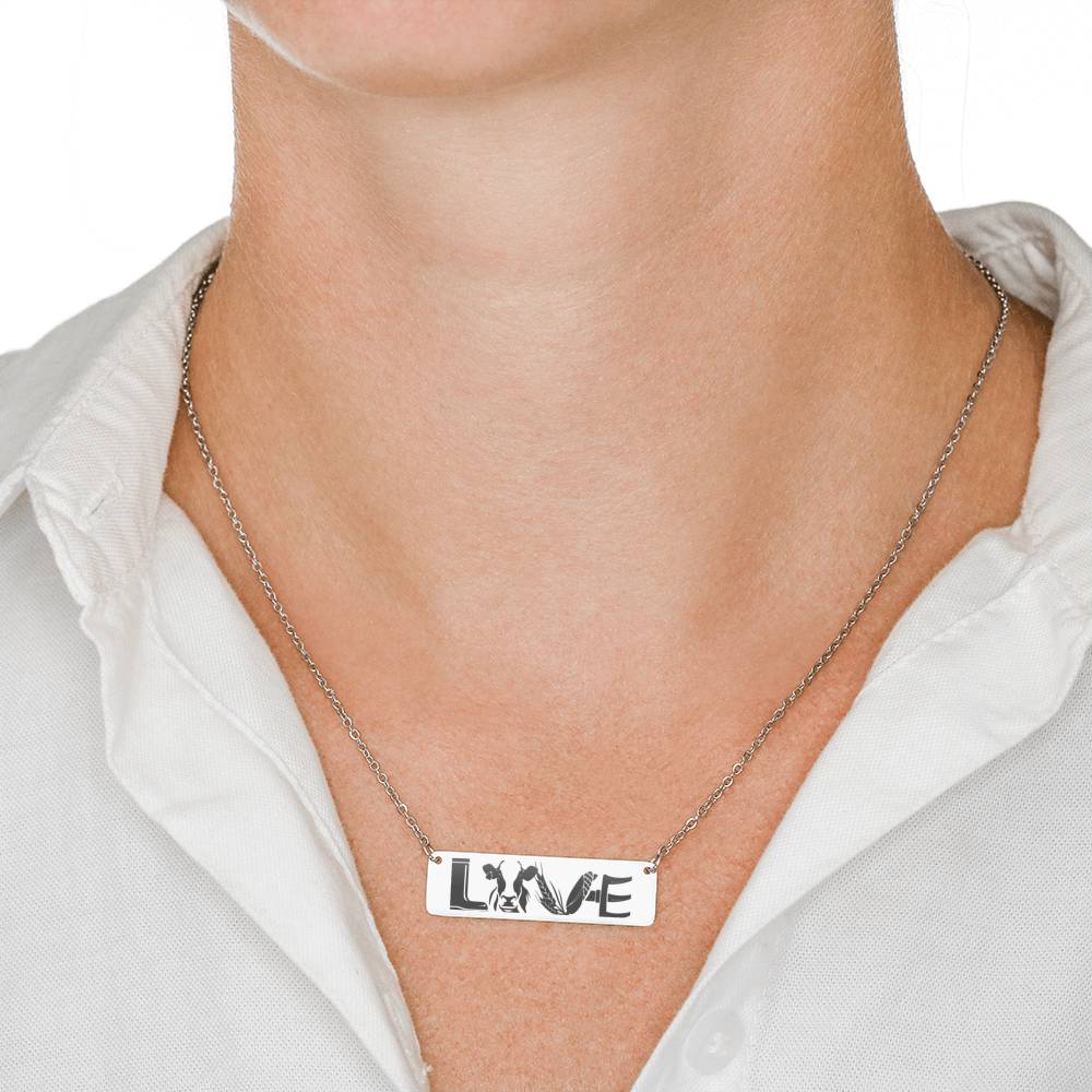 LOVE cows - personalized Horizontal Bar Necklace - myfunfarm