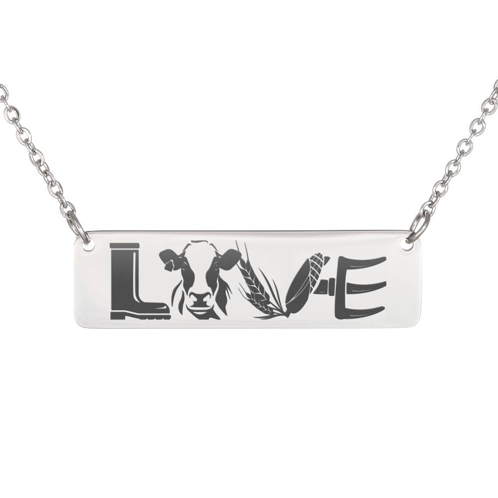 LOVE cows - personalized Horizontal Bar Necklace - myfunfarm
