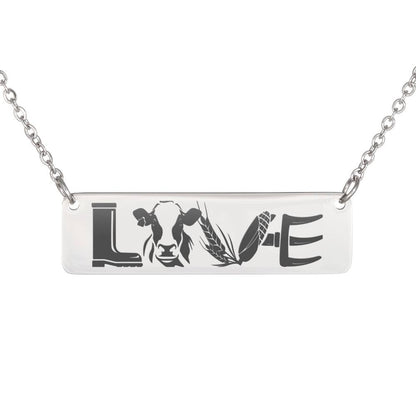LOVE cows - personalized Horizontal Bar Necklace - myfunfarm