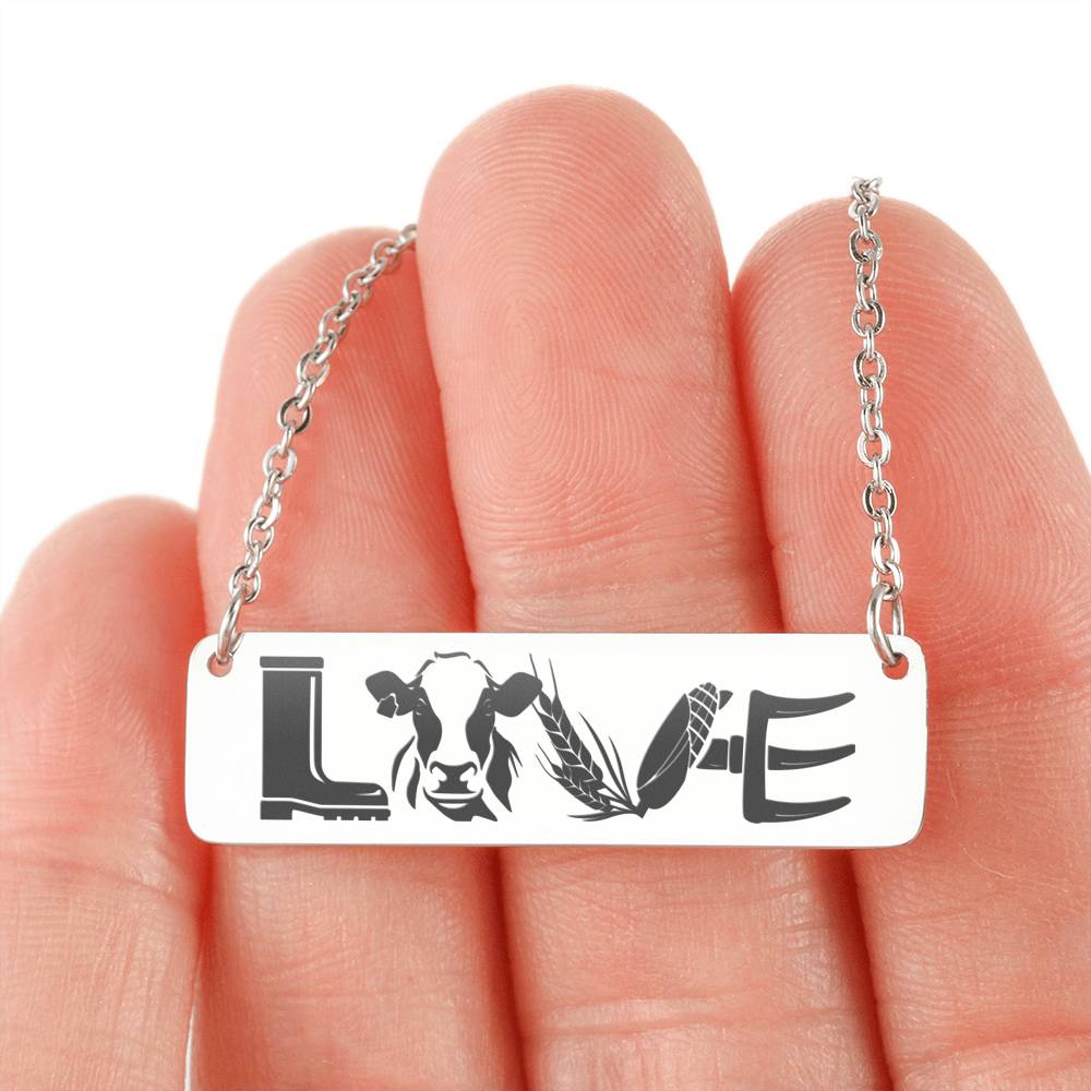 LOVE cows - personalized Horizontal Bar Necklace - myfunfarm