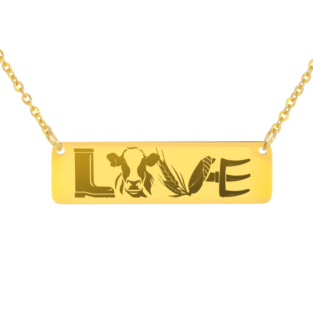 LOVE cows - personalized Horizontal Bar Necklace - myfunfarm