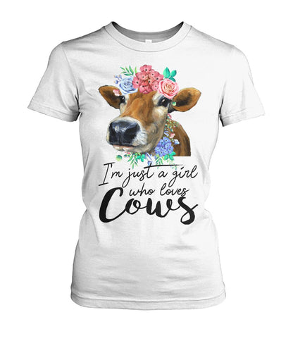 I'm just a girl who loves cows - Men's and Women's t-shirt , Vneck, Hoodies - myfunfarm - clothing acceessories shoes for cow lovers, pig, horse, cat, sheep, dog, chicken, goat farmer