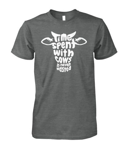time spent with cows  - Men's and Women's t-shirt , Vneck, Hoodies - myfunfarm - clothing acceessories shoes for cow lovers, pig, horse, cat, sheep, dog, chicken, goat farmer