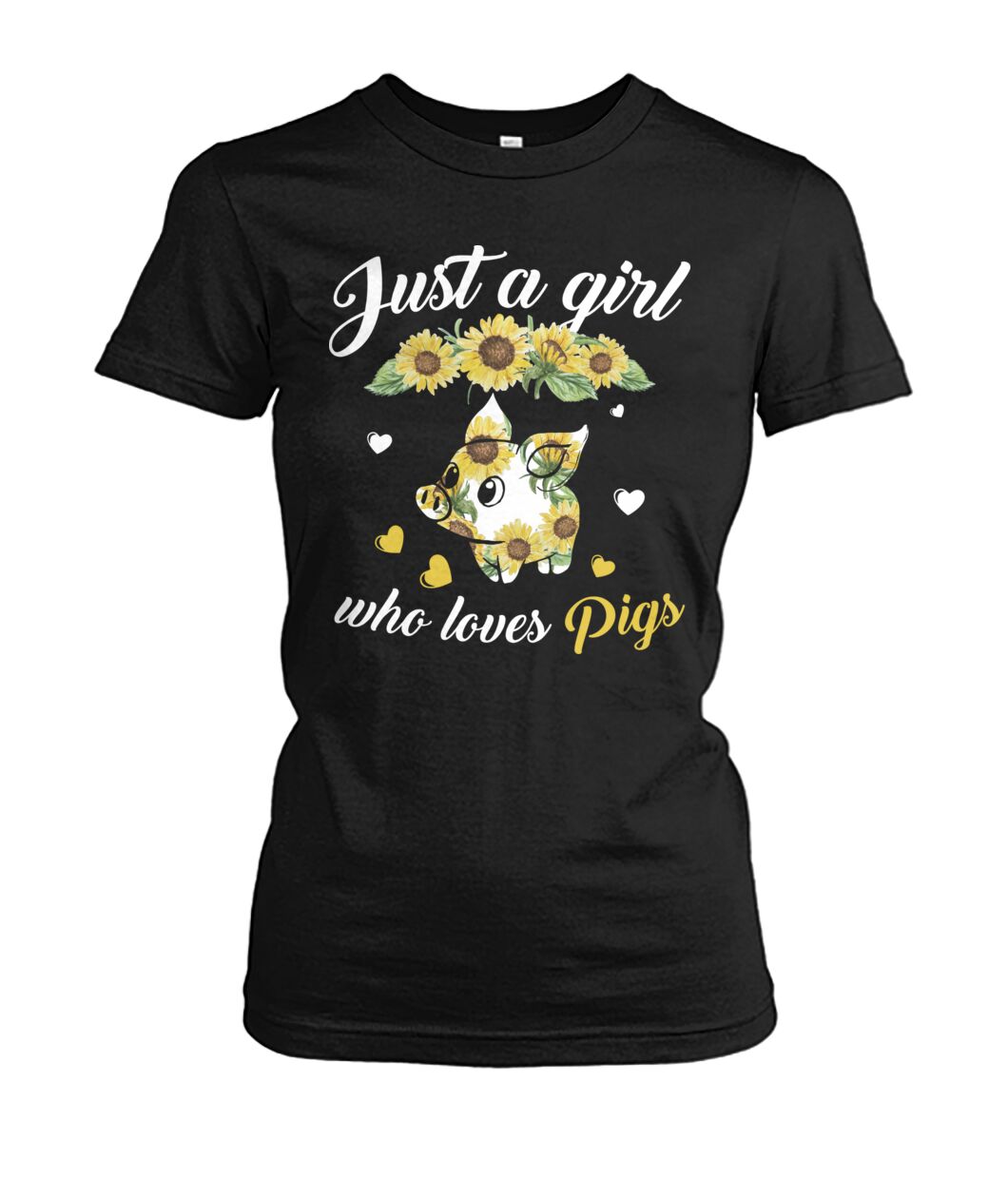 just a girl who loves pigs - Men's and Women's t-shirt , Vneck, Hoodies - myfunfarm - clothing acceessories shoes for cow lovers, pig, horse, cat, sheep, dog, chicken, goat farmer