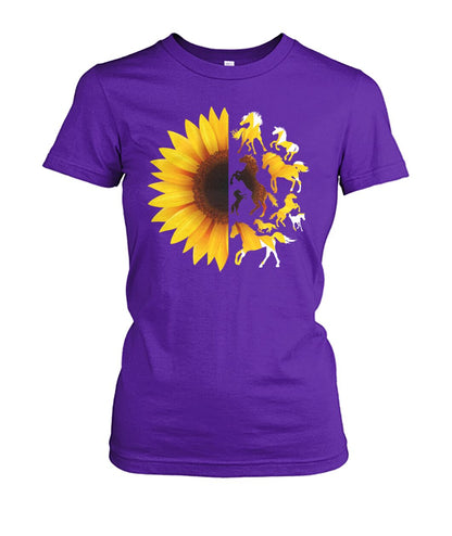Horse sunflowers - Men's and Women's t-shirt , Vneck, Hoodies - myfunfarm - clothing acceessories shoes for cow lovers, pig, horse, cat, sheep, dog, chicken, goat farmer